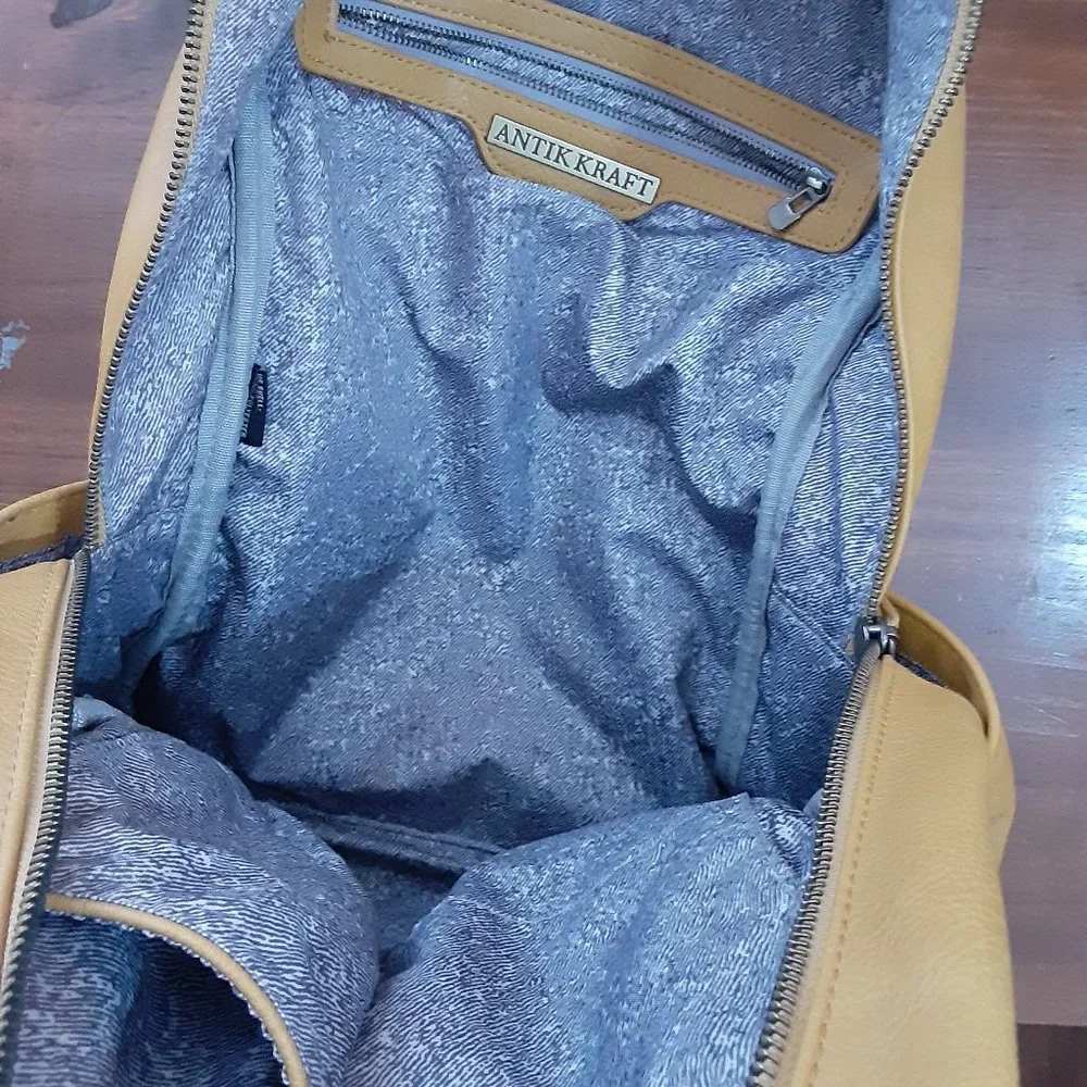 ANTIK KRAFT PU Bailey Mustard Yellow Basket Weave Backpack